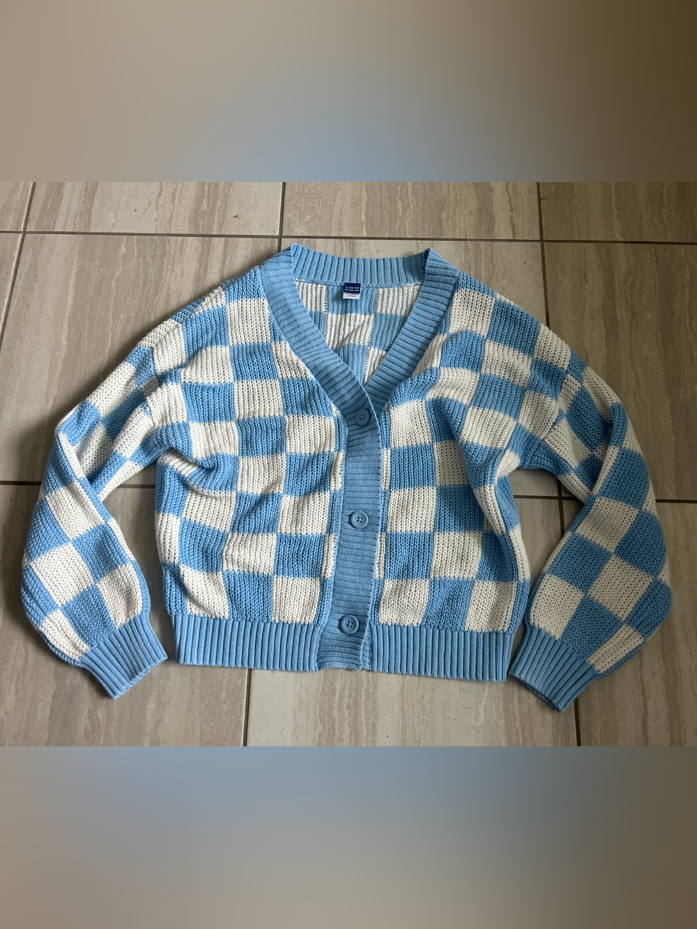 Girls old navy youth 10/12 Checked V-Neck Button Cardigan Sweater